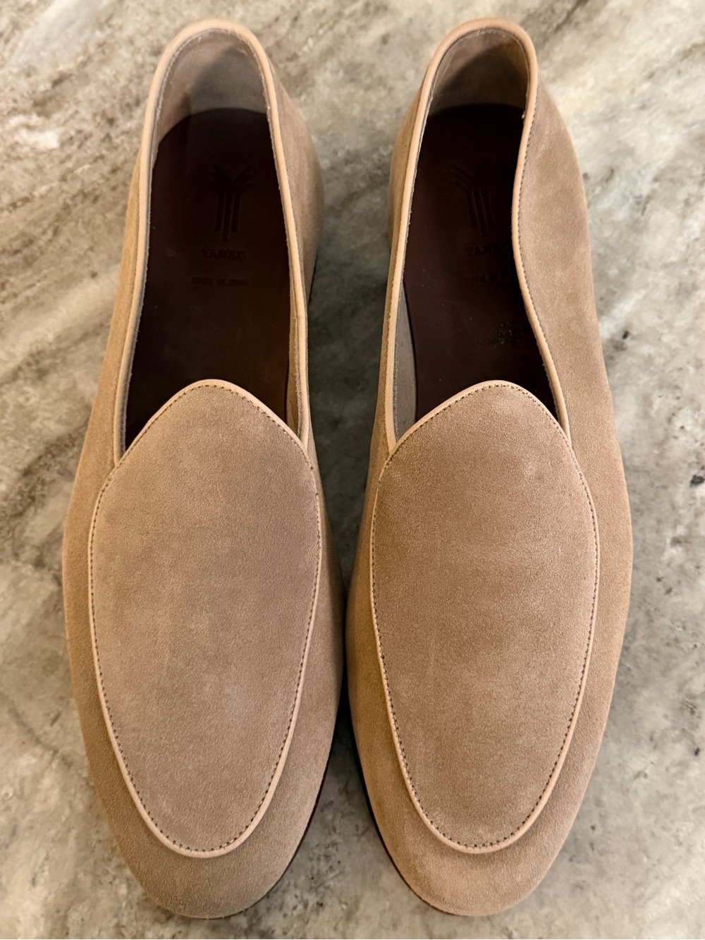 YANKO Classic Belgian Loafer Smoke Reverse Kudu Suede 46.5 / 13.5 G Taupe Shoes